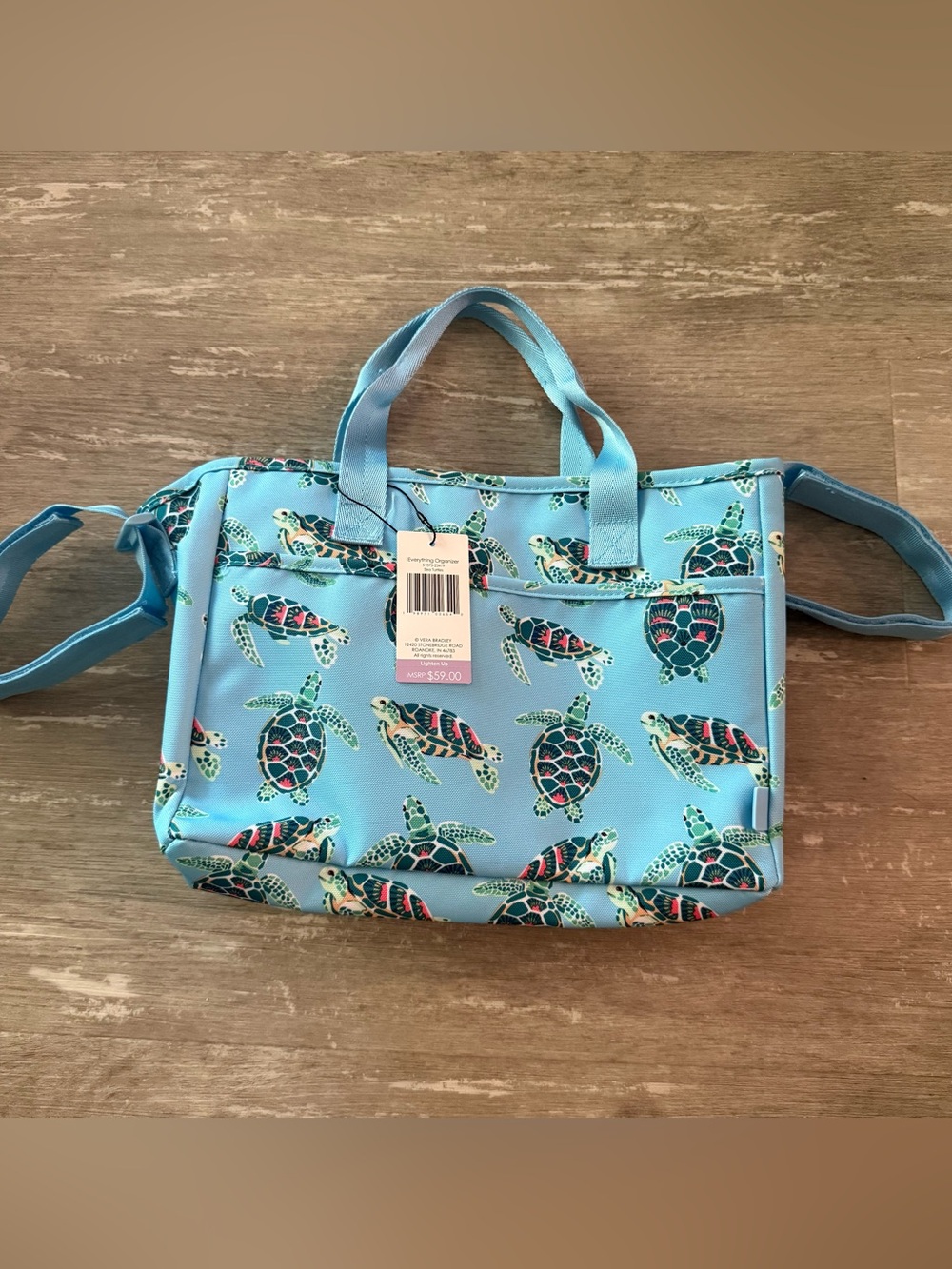 Vera Bradley Everything Organizer Bag Sea Turtles teal blue NEW stroller strap
